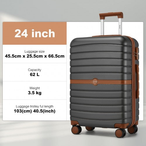 Kono KSK2592 Hard Shell Medium Suitcase - 24 Inch