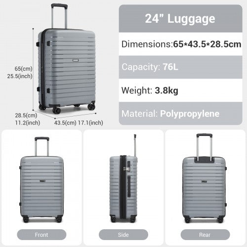 Kono KSK2595 Hard Shell Medium Suitcase - 24 Inch