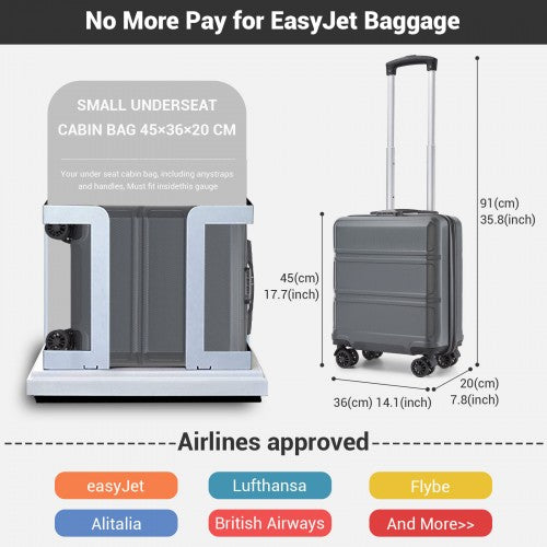 Kono KSK2596 Hard Shell Cabin Suitcase - 16 Inch