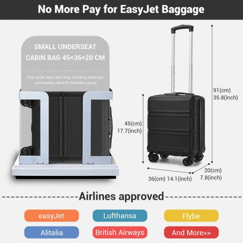 Kono KSK2596 Hard Shell Cabin Suitcase - 16 Inch