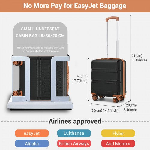 Kono KSK2596 Hard Shell Cabin Suitcase - 16 Inch