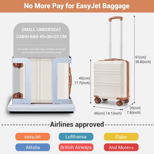 Kono KSK2596 Hard Shell Cabin Suitcase - 16 Inch