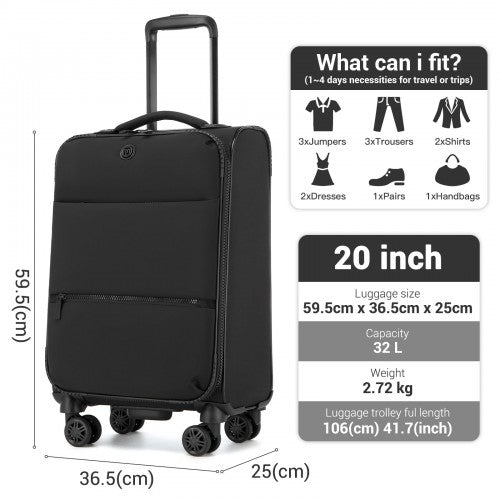 Kono KSN2593 Hard Shell Cabin Suitcase - 20 Inch