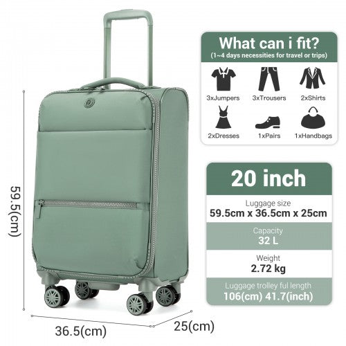 Kono KSN2593 Hard Shell Cabin Suitcase - 20 Inch