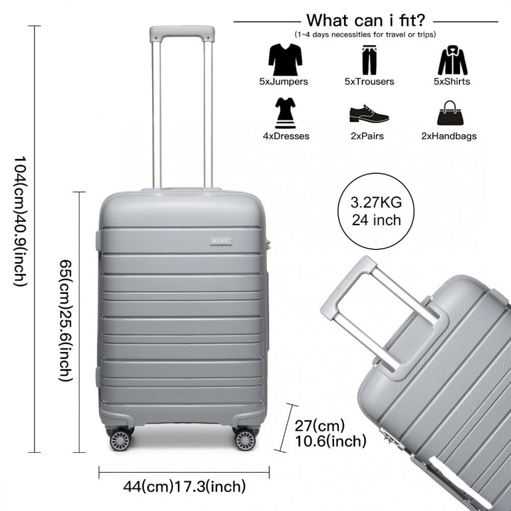 Kono K2091L Hard Shell Cabin Suitcase - 24 Inch
